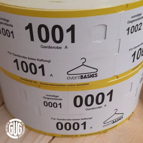 Garderobenmarken, Tickets, Papier, Rolle